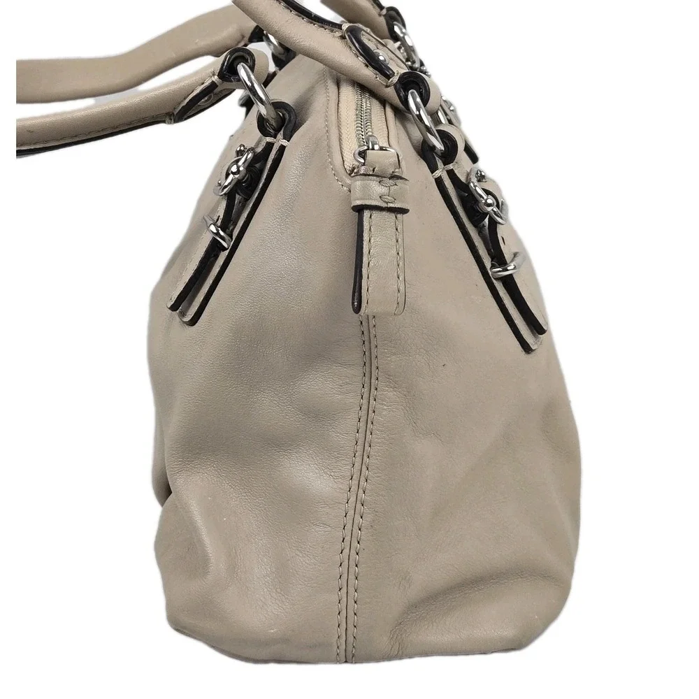 Coach Madison Mini Shoulder Bag Y2K Beige Leather Satchel Purse Buckles Vtg Y2K